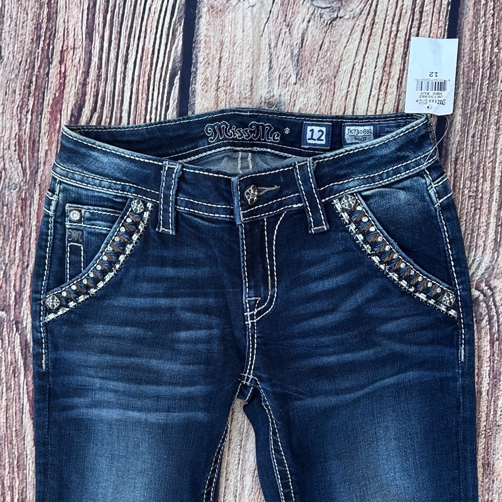 Miss Me Girls Blue Bootcut Jeans - Picture 2 of 12